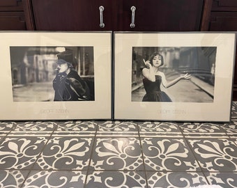 Vintage Geoff Stern Framed Poster/Prints Pop Girl With Cigarette & Female Model