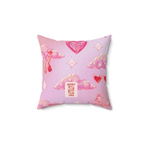 Pink Girly Pillow, Soft Girl, Pop Girl, Hearts, Decorative Pillow, Room Decor, Vibrant Colorful Room Accessories, Pink Theme, Girl Boss