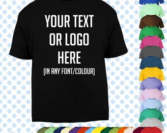 T-SHIRT personalizzata per neonati/bambini/bambini con nome regalo divertente - 0-6 mesi-14-15 anni - Scegli il tuo testo/logo/foto - 28 colori - 100% cotone