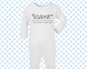 BROUGH SUPERIOR Motorcycle Biker Motorbike Classic Superbikes MotoGP Baby Grow ROMPER Sleep Suit Gift - Newborn/0-3m/3-6m/6-12m - 18 colours