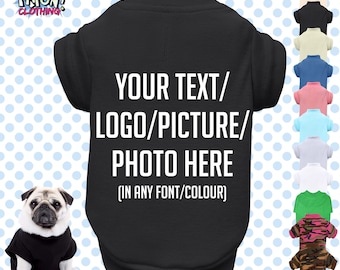 Camiseta personalizada para perros y cachorros con nombre divertido - Tallas XS-4XL - Elige tu propio texto/logotipo/foto - 11 colores - 100% poliéster - Manga corta