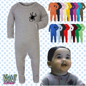 Addams Family Pubert Baby Grow ROMPER Sleep Suit Gift- Newborn/0-3m/3-6m/6-12m- Spooky Scary Halloween Costume Spider- 18 colours- Wednesday