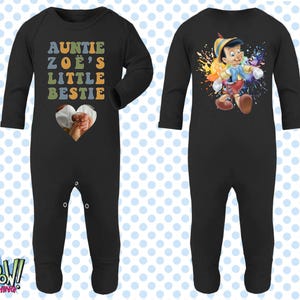 Pelele de bebé personalizado, traje de dormir, regalo todo en uno, recién nacido, 0-3 meses, 3-6 meses, 6-12 meses. Elige tu propio texto, logotipo o foto. 10 colores. Algodón. imagen 7