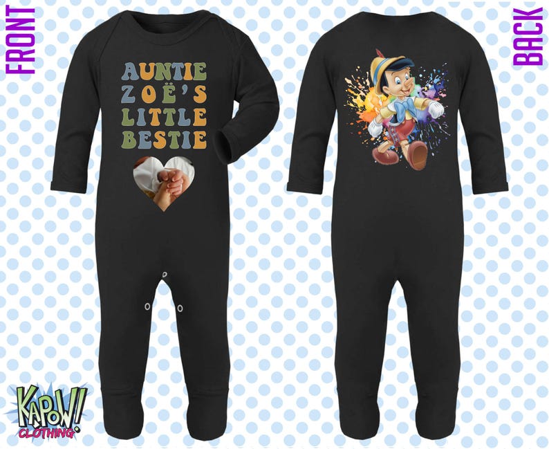 Pelele de bebé personalizado, traje de dormir, regalo todo en uno, recién nacido, 0-3 meses, 3-6 meses, 6-12 meses. Elige tu propio texto, logotipo o foto. 10 colores. Algodón. imagen 7