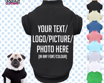 Kundenspezifische personalisierte Hundewelpen-Haustier-T-Shirt Kleidung Name Lustig - XXS-4XL-Wählen Sie Ihren eigenen Text / Logo / Foto-9 Farben - 100% Polyester-Kurzarm