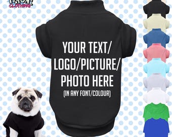 Aangepaste gepersonaliseerde hond puppy huisdier T-SHIRT kleding naam grappig- XXS-4XL-Kies je eigen tekst/logo/foto-10 kleuren-100% polyester-Korte mouw