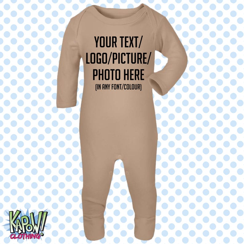 Pelele de bebé personalizado, traje de dormir, regalo todo en uno, recién nacido, 0-3 meses, 3-6 meses, 6-12 meses. Elige tu propio texto, logotipo o foto. 10 colores. Algodón. imagen 15