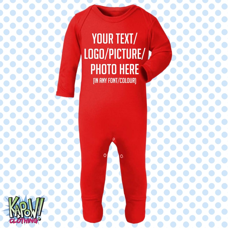 Pelele de bebé personalizado, traje de dormir, regalo todo en uno, recién nacido, 0-3 meses, 3-6 meses, 6-12 meses. Elige tu propio texto, logotipo o foto. 10 colores. Algodón. imagen 8
