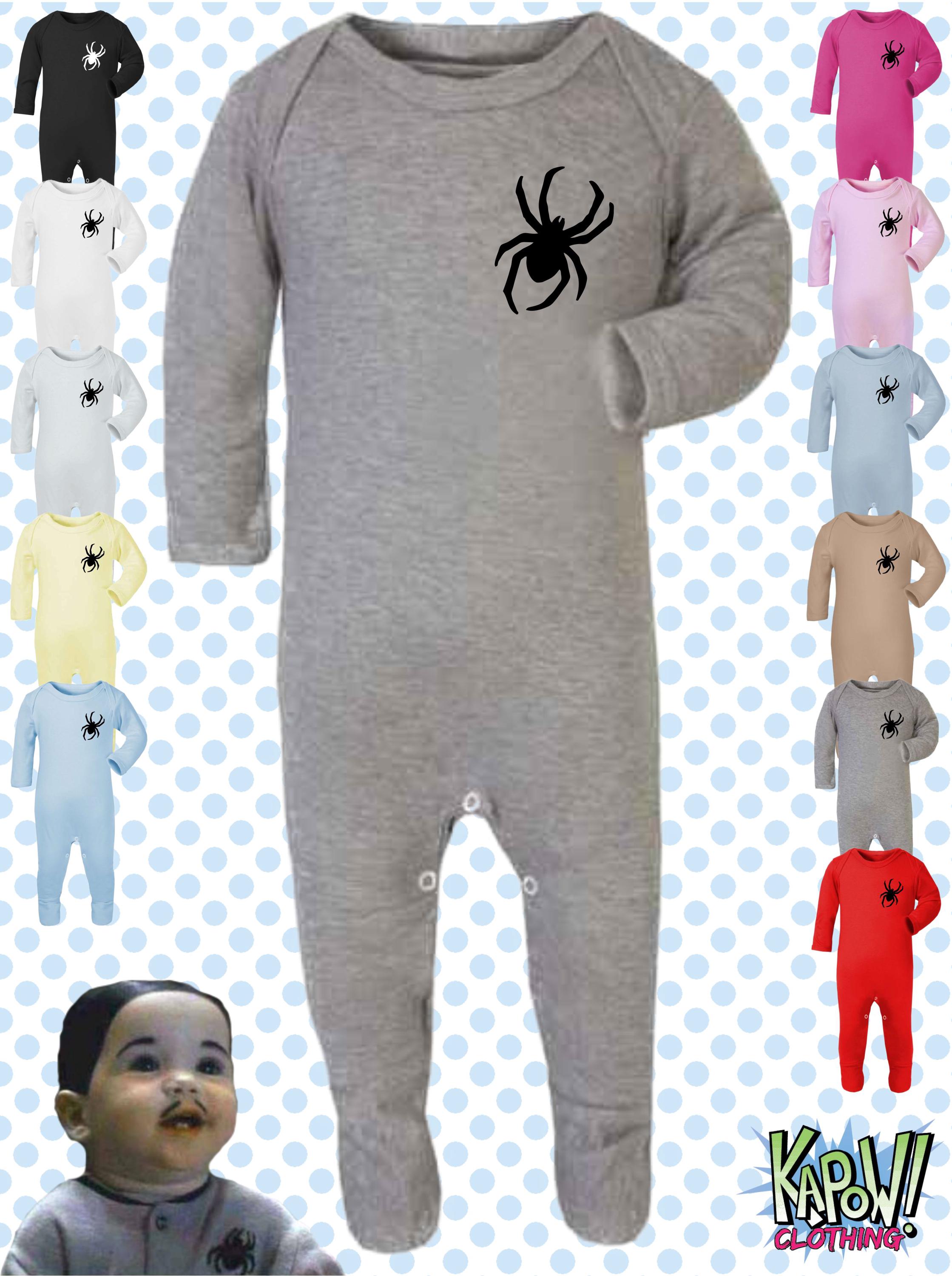 Addams Family Pubert Baby Grow ROMPER Sleep Suit Gift Outfit-Newborn/0-3m/3-6m/6-12m-Spooky Scary First Halloween Costume Spider-Wednesday