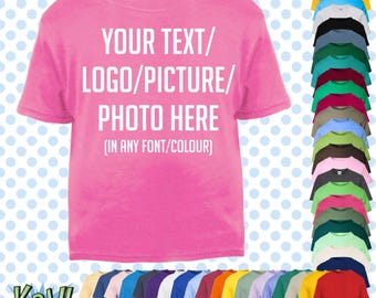 Camiseta personalizada para bebé/niño/niña, regalo divertido con nombre - 0-6 meses - 14-15 años - Elige tu propio texto/logotipo/foto - 43 colores - 100 % algodón