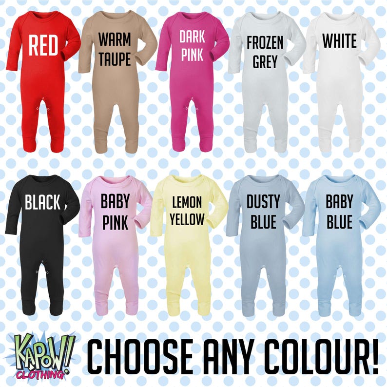 Pelele de bebé personalizado, traje de dormir, regalo todo en uno, recién nacido, 0-3 meses, 3-6 meses, 6-12 meses. Elige tu propio texto, logotipo o foto. 10 colores. Algodón. imagen 2