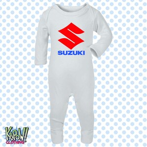 Mono de dormir para bebé, diseño de motocicleta Suzuki, motociclista, motociclista, superbikes clásicas, MotoGP, regalo para recién nacido, 0-3 meses, 3-6 meses, 6-12 meses, 10 colores, 100 % algodón. Frozen Grey