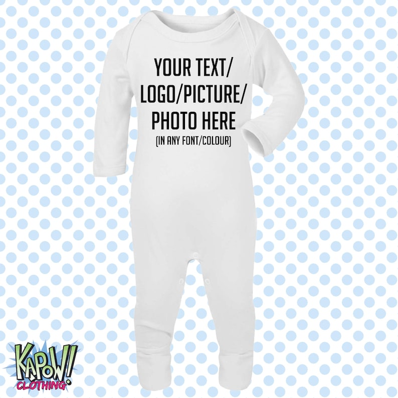 Pelele de bebé personalizado, traje de dormir, regalo todo en uno, recién nacido, 0-3 meses, 3-6 meses, 6-12 meses. Elige tu propio texto, logotipo o foto. 10 colores. Algodón. imagen 16
