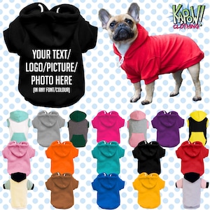 Sweat à capuche personnalisé chien chiot animal de compagnie vêtements prénom drôle TP-4XL-choisissez votre propre texte/logo/photo-17 couleurs-100 % coton-sweat image 1