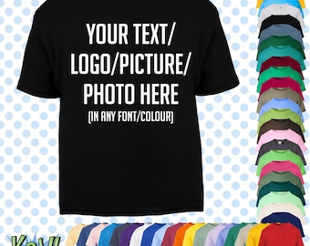 Camiseta personalizada para bebé/niño/niña, regalo divertido con nombre - 0-6 meses - 14-15 años - Elige tu propio texto/logotipo/foto - 43 colores - 100 % algodón