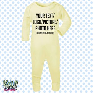 Pelele de bebé personalizado, traje de dormir, regalo todo en uno, recién nacido, 0-3 meses, 3-6 meses, 6-12 meses. Elige tu propio texto, logotipo o foto. 10 colores. Algodón. imagen 12