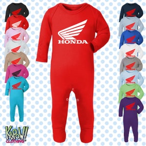 HONDA Motorcycle Biker Motorbike Classic Superbikes MotoGP Baby Grow ROMPER Sleep Suit Gift- Newborn/0-3m/3-6m/6-12m- 15 colours-100% Cotton