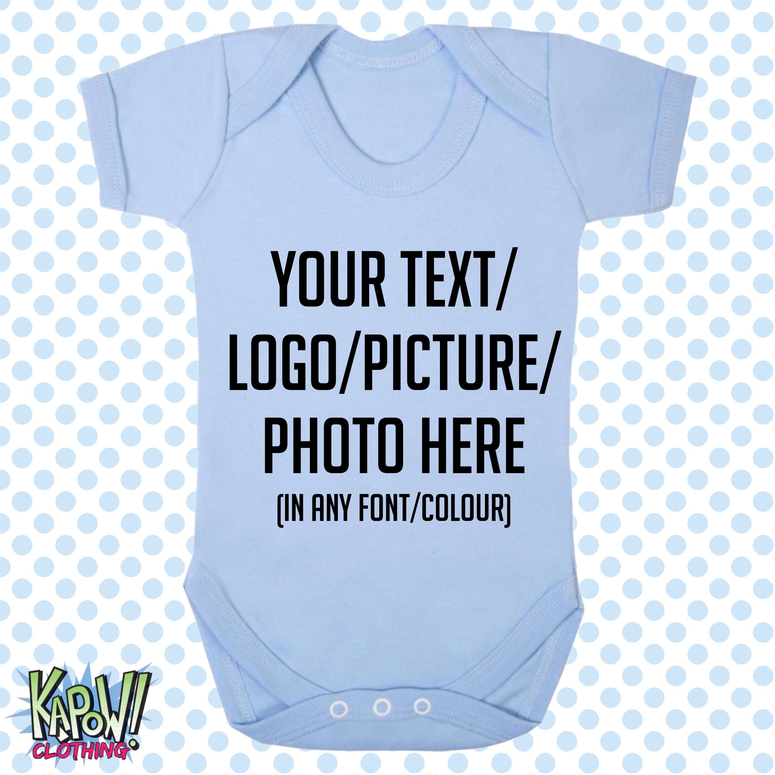 Custom Personalised BABY GROW Body Suit Sleep Vest Romper Gift-Choose text/logo2 