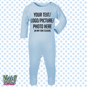 Pelele de bebé personalizado, traje de dormir, regalo todo en uno, recién nacido, 0-3 meses, 3-6 meses, 6-12 meses. Elige tu propio texto, logotipo o foto. 10 colores. Algodón. imagen 14