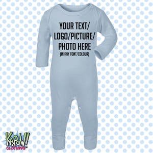 Pelele de bebé personalizado, traje de dormir, regalo todo en uno, recién nacido, 0-3 meses, 3-6 meses, 6-12 meses. Elige tu propio texto, logotipo o foto. 10 colores. Algodón. imagen 10