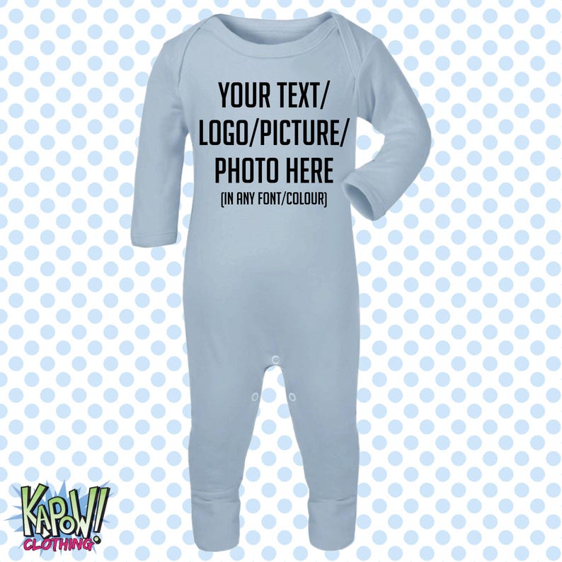 Pelele de bebé personalizado, traje de dormir, regalo todo en uno, recién nacido, 0-3 meses, 3-6 meses, 6-12 meses. Elige tu propio texto, logotipo o foto. 10 colores. Algodón. imagen 10