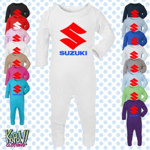 SUZUKI Motorcycle Biker Motorbike Classic Superbikes MotoGP Baby Grow ROMPER Sleep Suit Gift- Newborn/0-3m/3-6m/6-12m-15 colours-100% Cotton