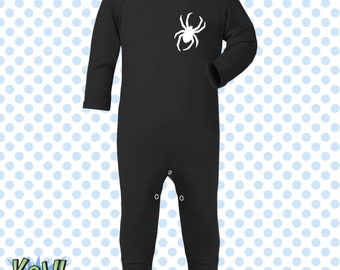 Addams Family Pubert Baby Grow ROMPER Sleep Suit Gift  Outfit-Newborn/0-3m/3-6m/6-12m-Spooky Scary First Halloween Costume  Spider-Wednesday