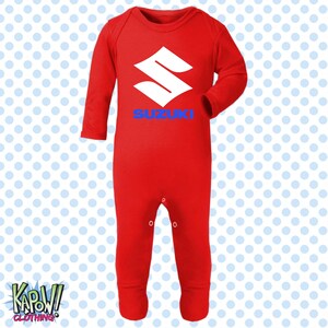 Mono de dormir para bebé, diseño de motocicleta Suzuki, motociclista, motociclista, superbikes clásicas, MotoGP, regalo para recién nacido, 0-3 meses, 3-6 meses, 6-12 meses, 10 colores, 100 % algodón. Rojo