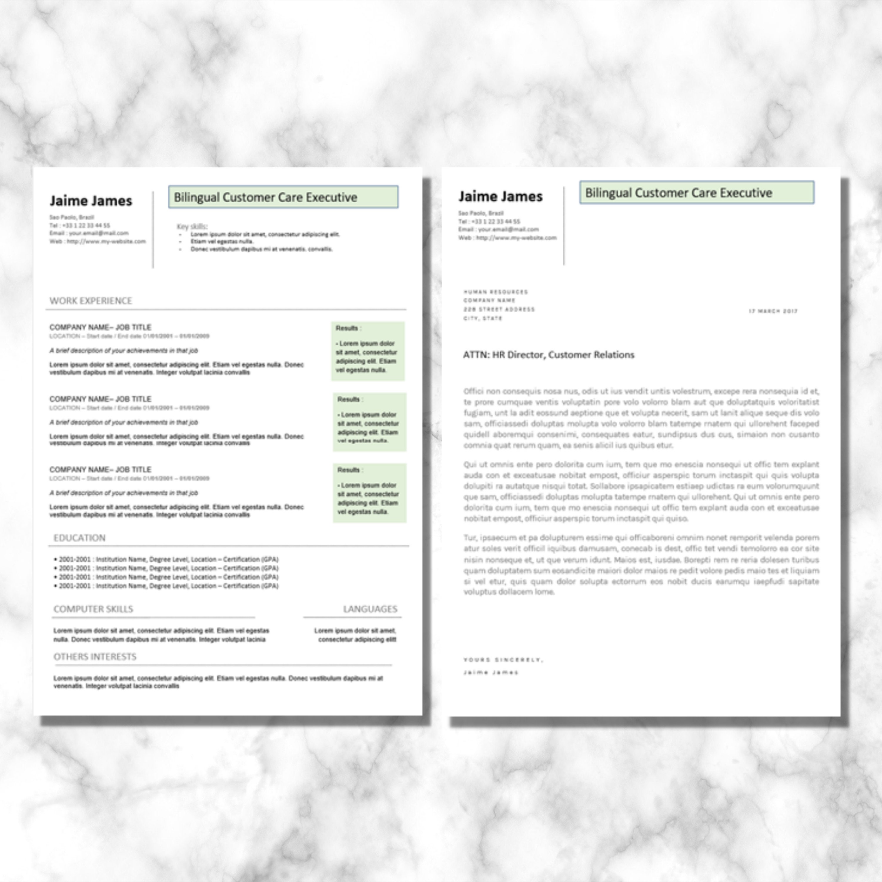 Minimalist Elegant Resume Template for MS Word / Quick and - Etsy