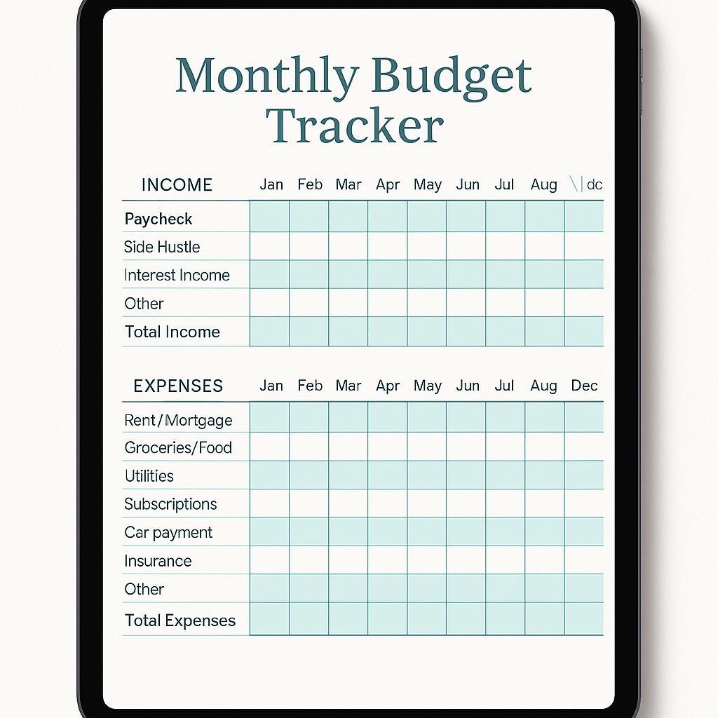 Monthly Budget Tracker | Printable + Digital | Personal Finance Planner ...