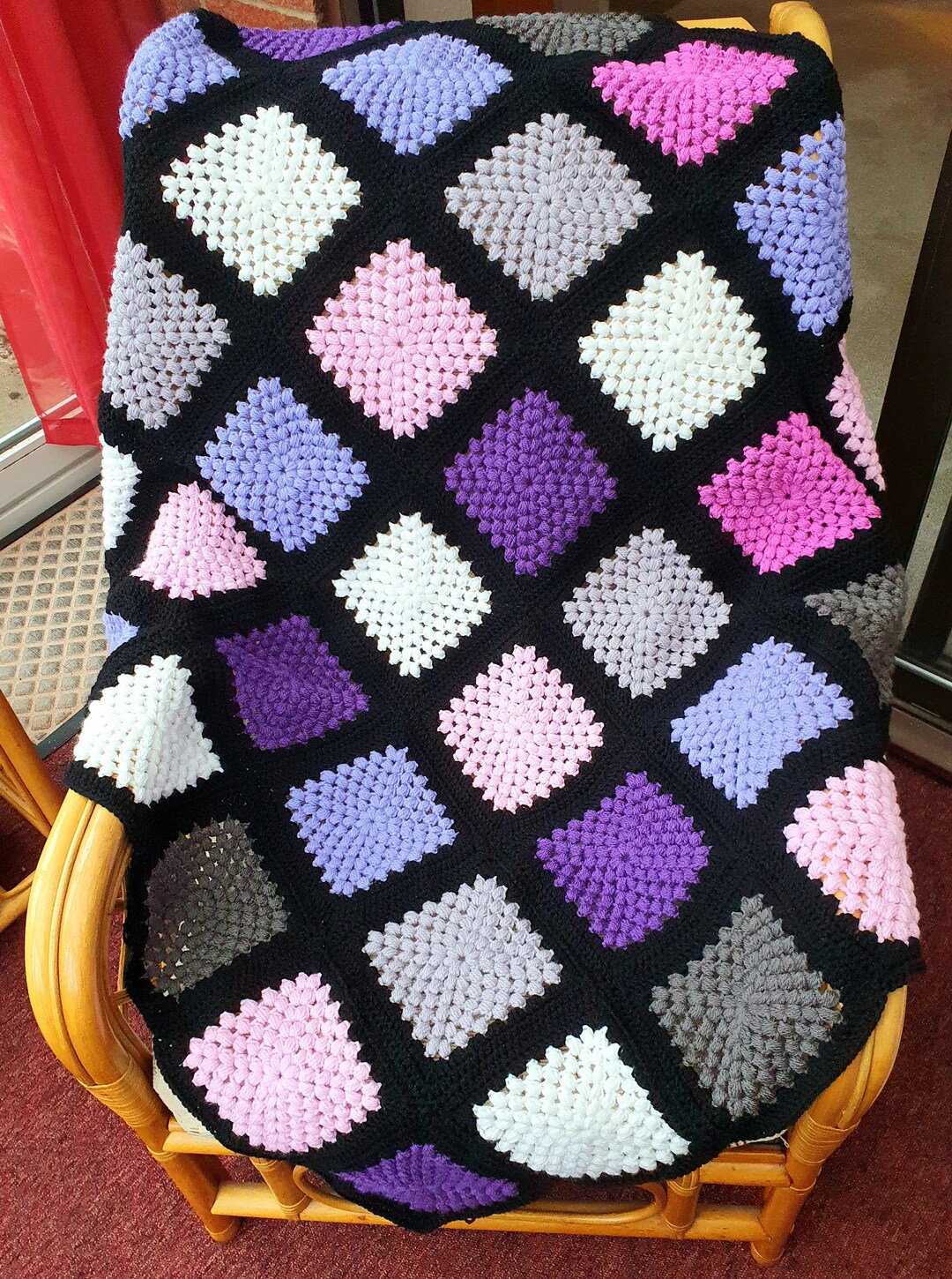Crochet Granny Square Lap Blanket. Etsy
