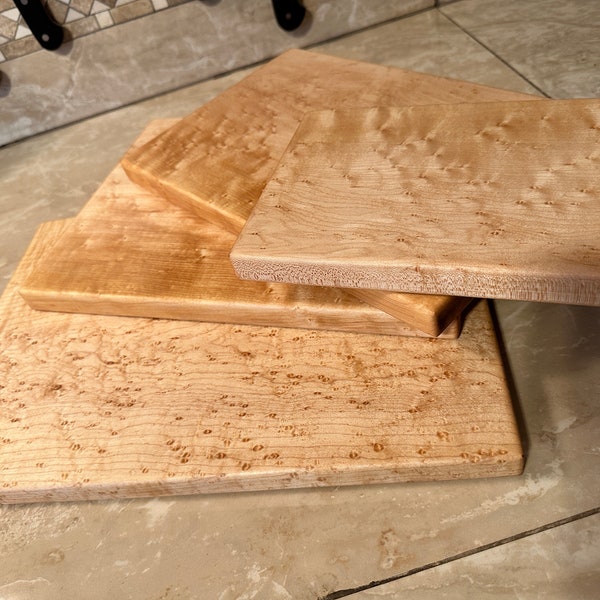 Solid One Piece BirdsEye Maple/White Oak/Hard Maple/Cherry/Jotoba/Walnut Cutting Boards, Serving Board, Charcuterie Board