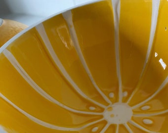 Adorable Vintage Mid-Century Citrus Bowls made by Shafford Pottery in Japan, Yellow pair of bowls