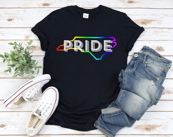 North Carolina Pride T-Shirt, NC Pride Shirt, NC Rainbow Pride Shirt, LGBTQIA Shirt, Gay Pride T-Shirt