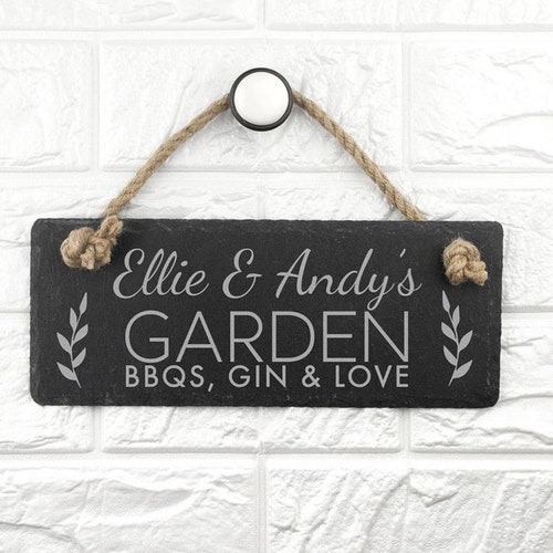 Personalised Garden Hanging Slate Sign Gift Personalised - Etsy