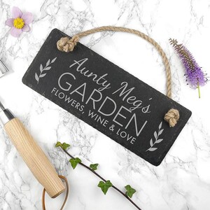 Personalised Garden Hanging Slate Sign Gift Personalised - Etsy