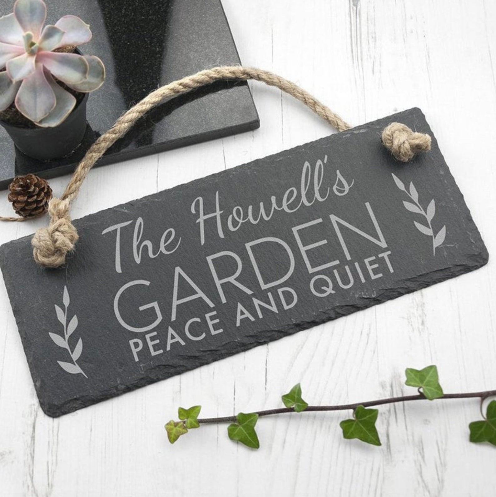 Personalised Garden Hanging Slate Sign Gift Personalised - Etsy