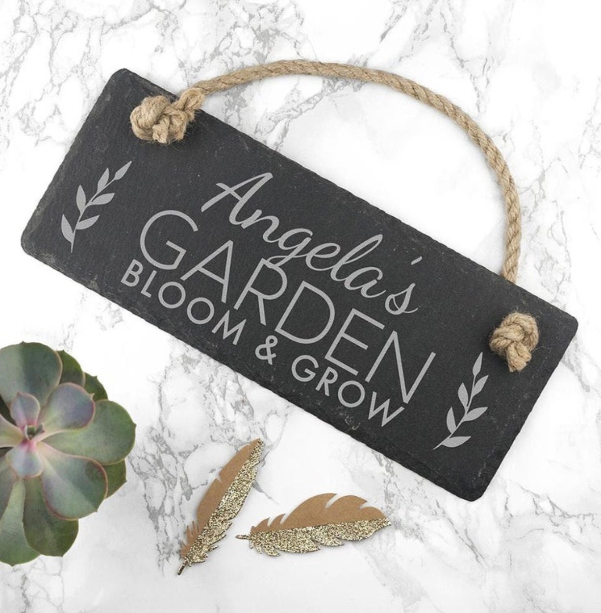 Personalised Garden Hanging Slate Sign Gift Personalised - Etsy