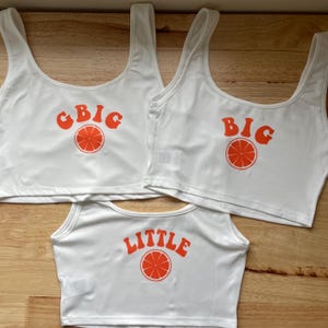 KUNDENSPEZIFISCHES großes kleines enthüllendes kurzes Tanktop, Schwesternschaftshemd, Schwesternschaftshemd, großes kleines Geschenk, großer kleiner Korb, großes kleines Enthüllungsoberteil