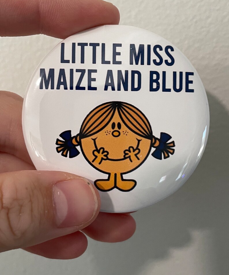 CUSTOM University Little Miss Design Button Pin College Game Day Pin
