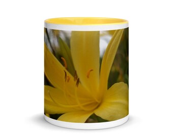 Mug with Color Inside - A  yellow garden flower.