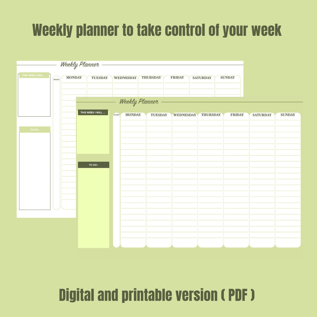 DIGITAL WEEKLY PLANNER - Pdf Planner , Digital Planner for Goodnotes ...