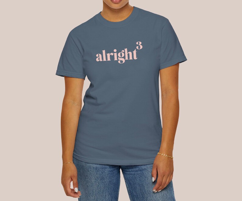 alright, alright, alright (alright cubed) t-shirt in denim blue, matthew mcconaughey, austin, texas tee, unisex