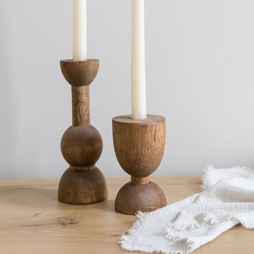 Modern Wood Candle Holder Etsy
