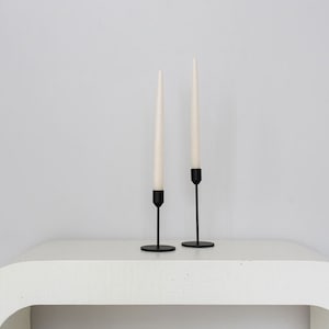 Modern Black Candle Holders, Black Metal Candle Holders, Black Candle Holders, Set of 2, Minimalist Candle Holders