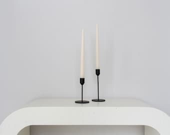 Moderne schwarze Kerzenhalter, schwarze Metallkerzenhalter, schwarze Kerzenhalter, 2er-Set, minimalistische Kerzenhalter
