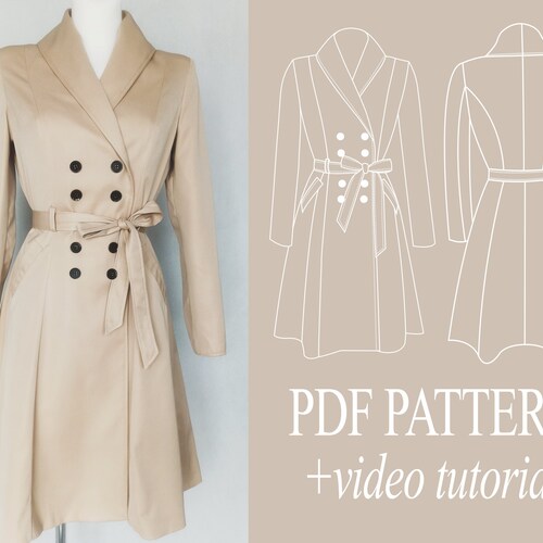 PDF Coat Pattern Woman Trench Coat Sewing Pattern Wool Coat - Etsy