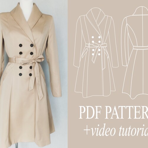 PDF Coat Pattern Woman Trench Coat Sewing Pattern Wool Coat Etsy