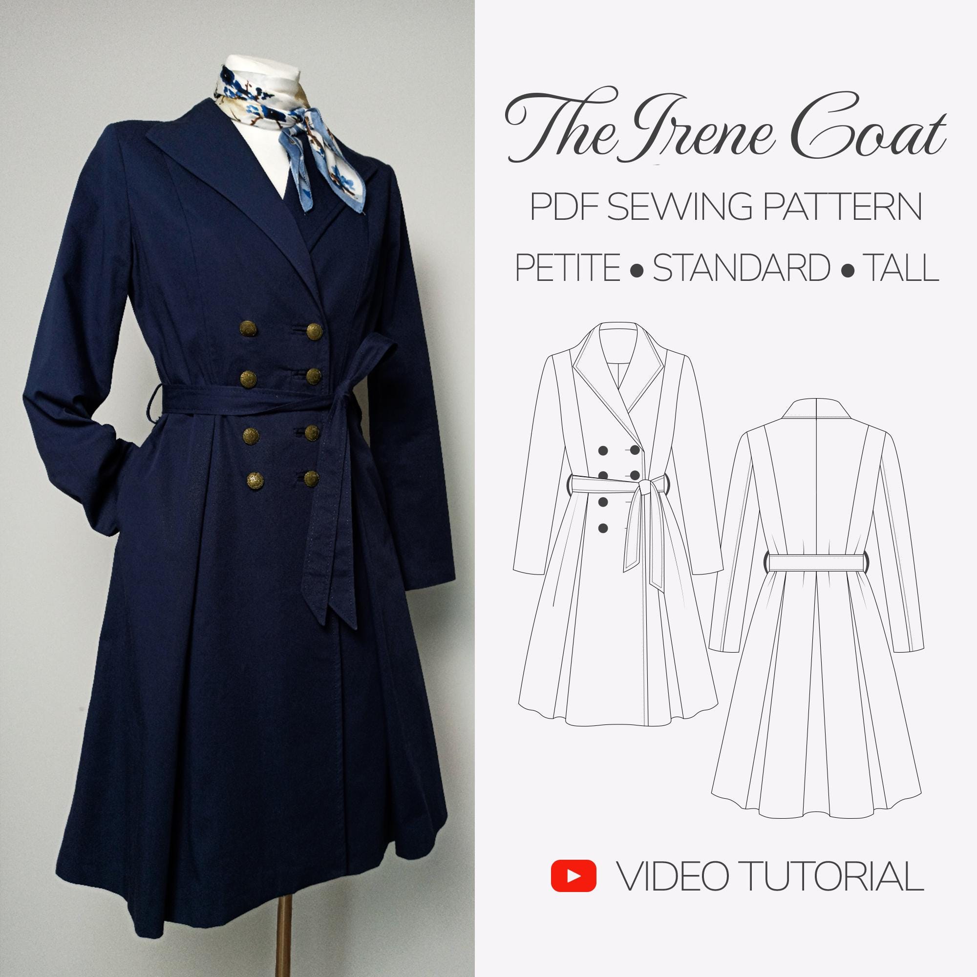 Pleated Coat Sewing Pattern | Double Breasted Flared Coat PDF, Fit and Flare Transitional Coat, Princess Seam Spring Coat - Etsy Pleated Coat Sewing Pattern | Double Breasted Flared Coat PDF, Fit and Flare Transitional Coat, Princess Seam Spring Coat - Etsy
