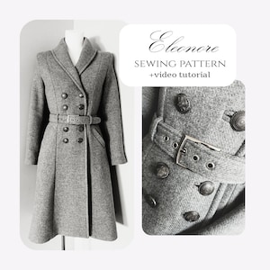 PDF Coat Pattern Woman Winter Coat Sewing Pattern Wool Coat Fit And Flare Dress Coat Princess Coat Sewing Pattern Vintage Coat Trench Coat